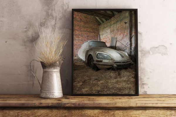Small Format Fine Art Photography Print of Abandoned DS 21 Car Belgium Urbex Urban Exploration