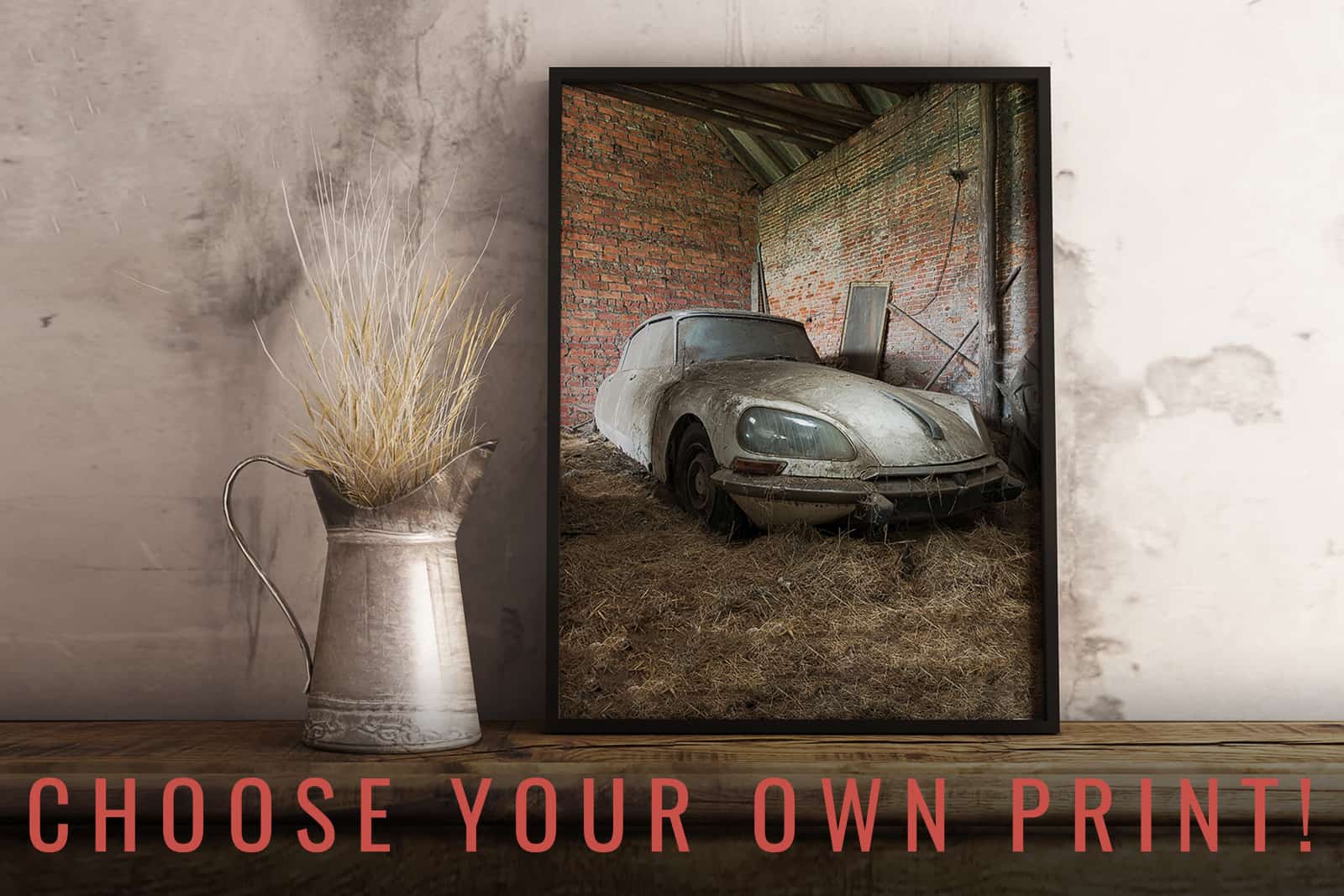 Small Format Fine Art Photography Print of Abandoned DS 21 Car Belgium Urbex Urban Exploration Custom