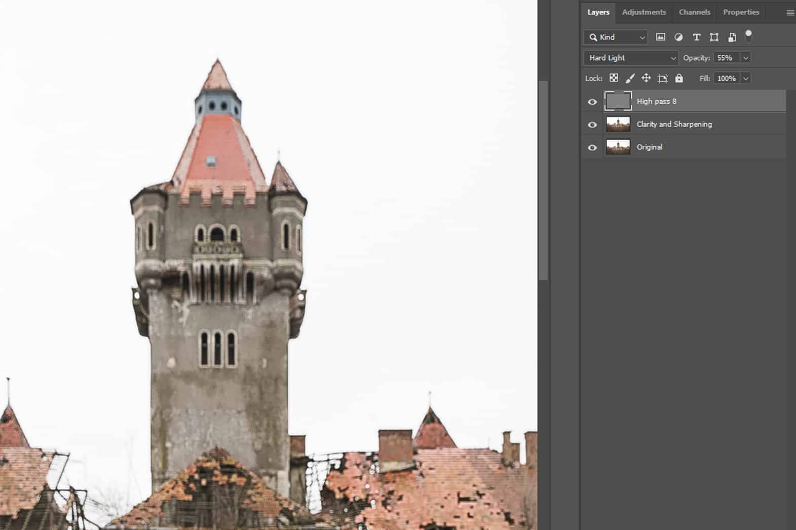 Fixing Out of focus Blurry Photographs Step 2 High Pass Filter Sharpen