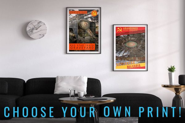Poster Graphic Art Large Format Print of Abandoned Soviet Monument and Train Urbex Urban Exploration Custom