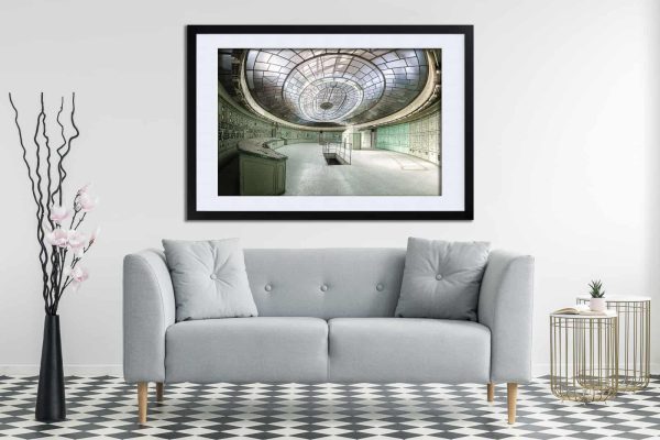 The All Seeing Eye An Abandoned Art Deco Powerstation Control Room Framed Fine Art Print By Obsidian Urbex Photography Above Sofa