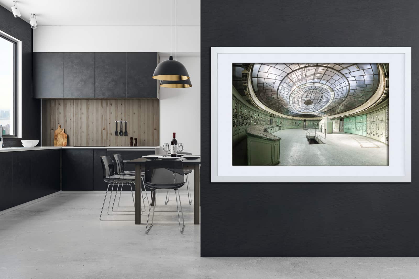 The All Seeing Eye An Abandoned Art Deco Powerstation Control Room Framed Fine Art Print By Obsidian Urbex Photography In Kitchen