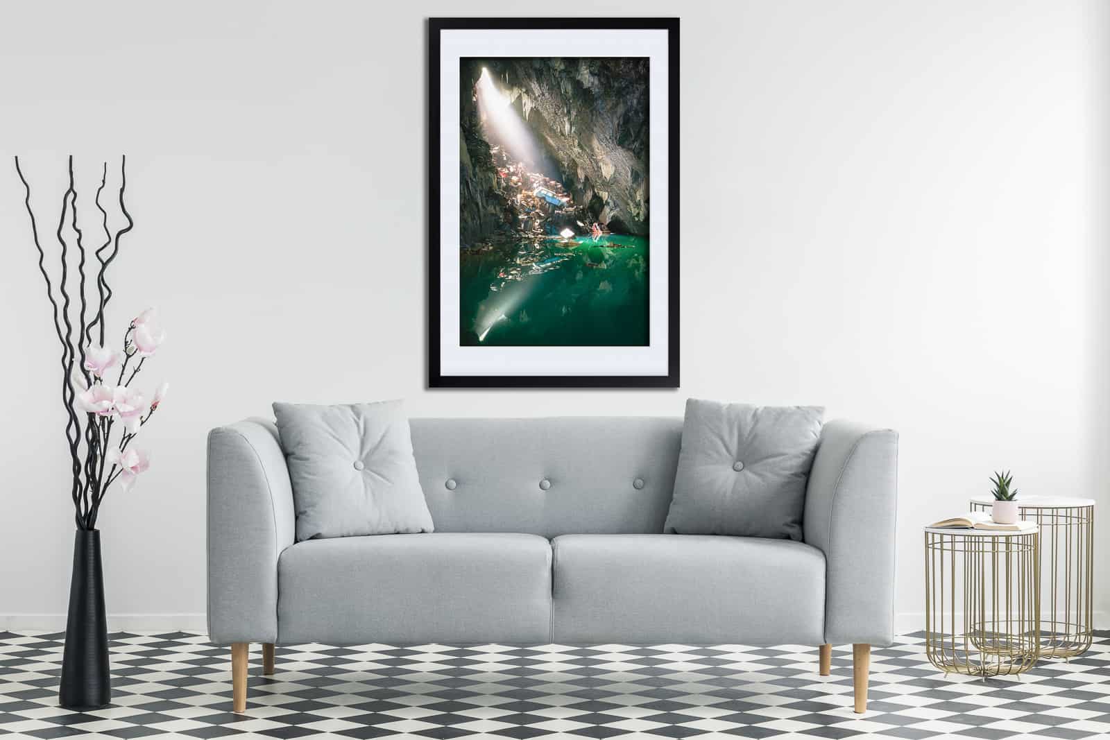 The Light In The Darkness An Cavern With Cars Framed Fine Art Print By Obsidian Urbex Photography Portrait Above Sofa