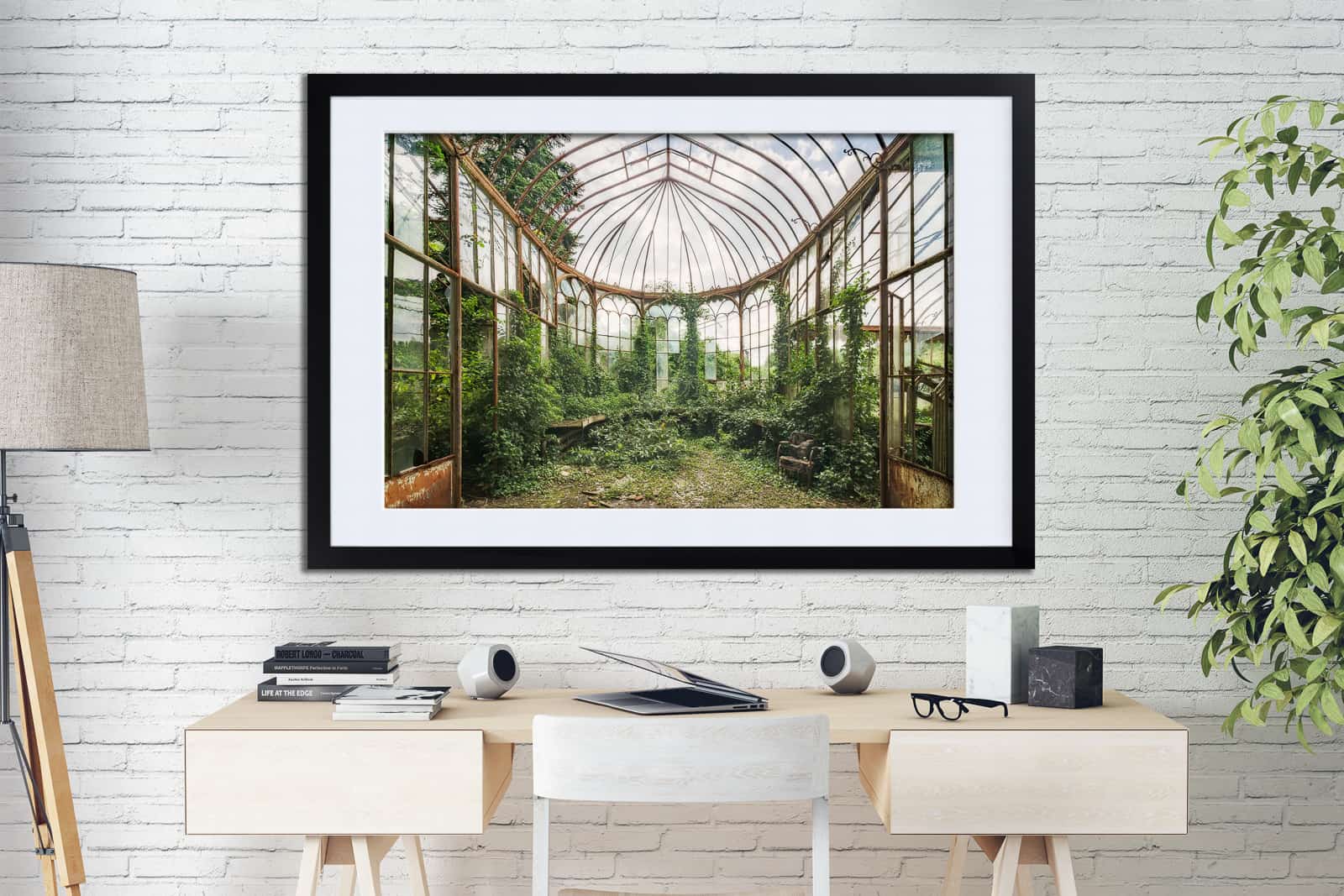Verdant Overgrowth An Abandoned Greenhouse Framed Fine Art Print By Obsidian Urbex Photography Wooden Framed Over Desk