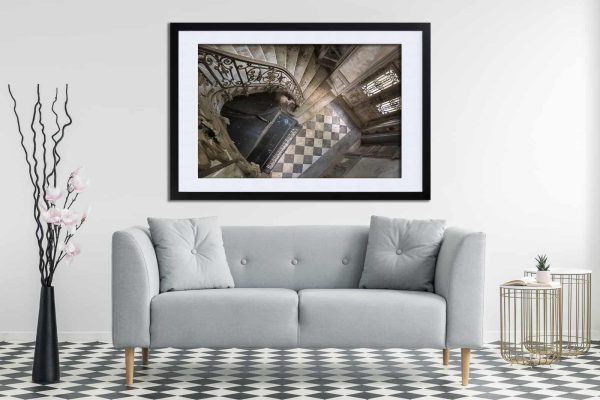 The Silent Piano Abandoned French Chateau Framed Fine Art Print By Obsidian Urbex Photography Above Sofa