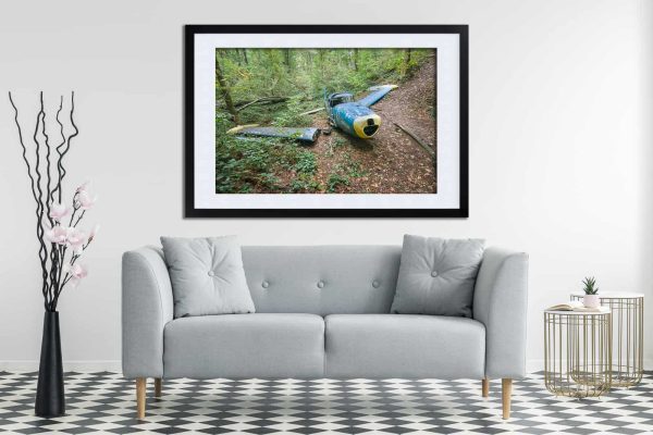 The Grounded Navion The Grounded Navion Framed Fine Art Print By Obsidian Urbex Photography Above Sofa