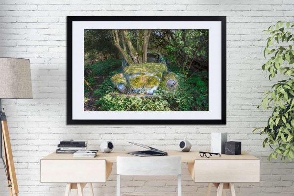 Just Another Bug In The Forest Abandoned VW Beetle Car Framed Fine Art Print By Obsidian Urbex Photography On Office Wall