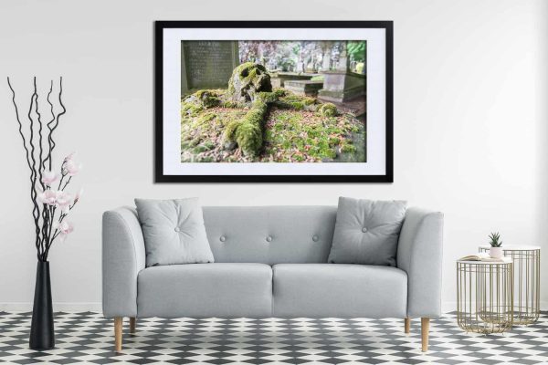 The Silent Scream Skull Gravestone Framed Fine Art Print By Obsidian Urbex Photography Above Sofa