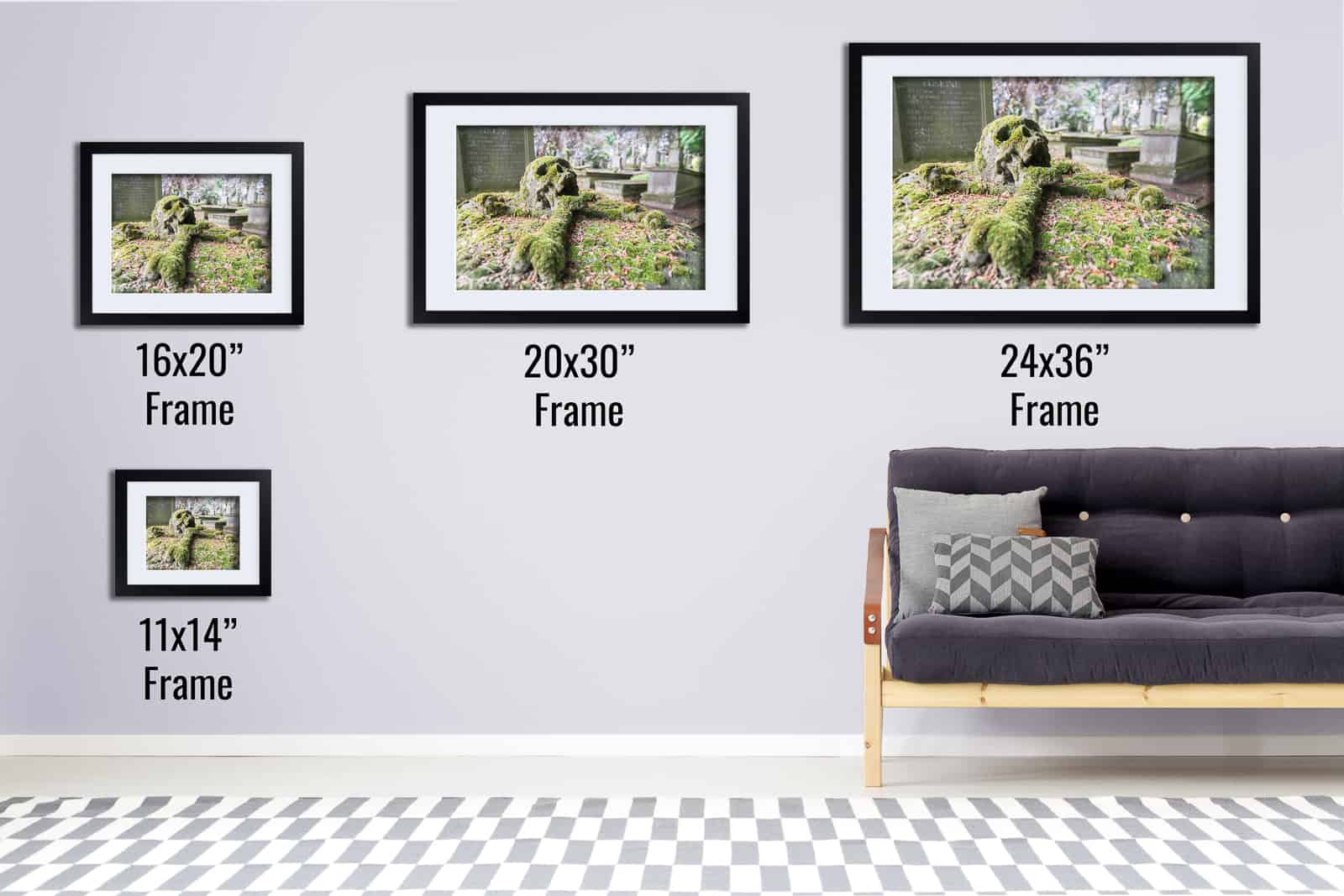 The Silent Scream Skull Gravestone Framed Fine Art Print By Obsidian Urbex Photography Black Frame Comparison