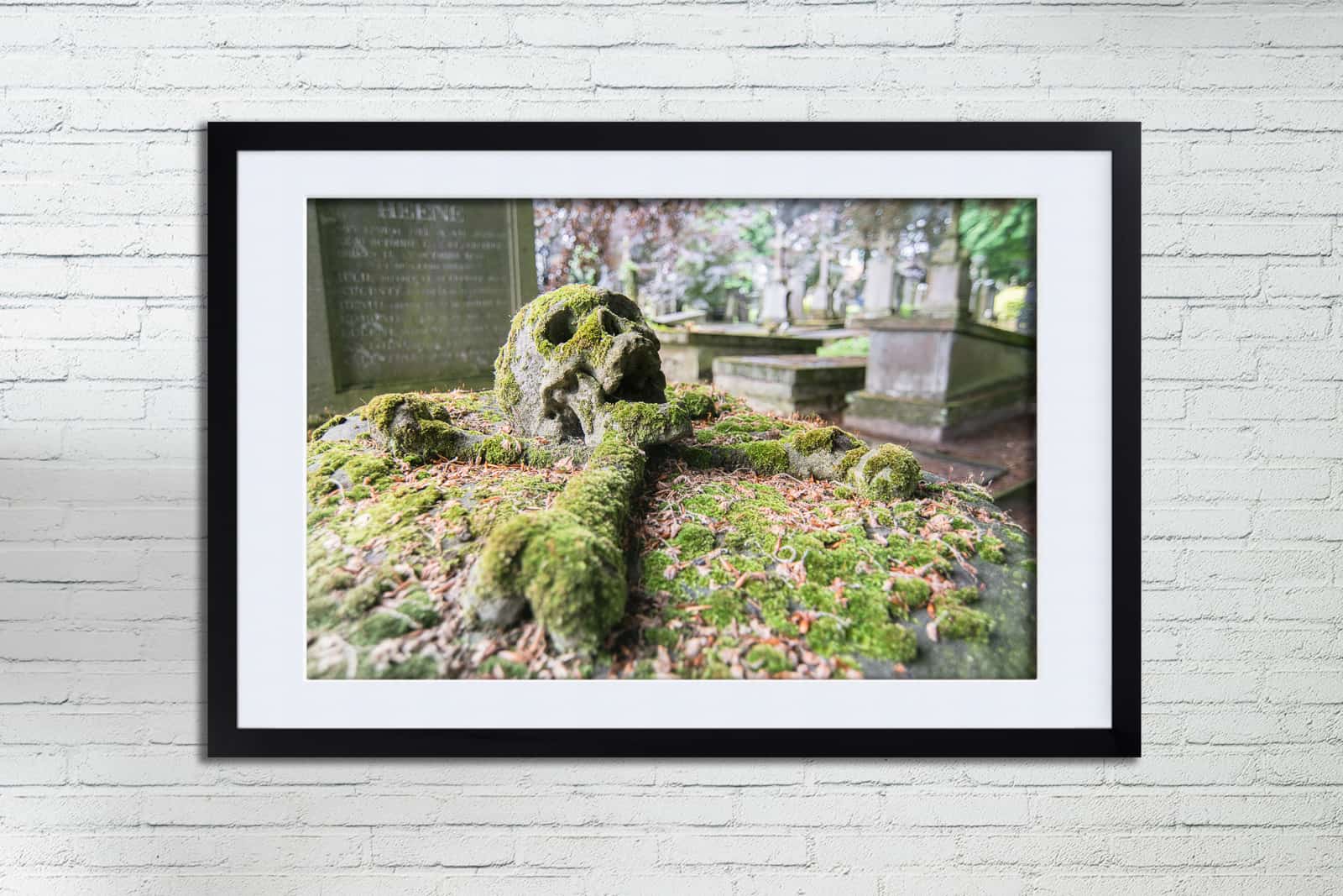 The Silent Scream Skull Gravestone Framed Fine Art Print By Obsidian Urbex Photography Frame Detail Photo