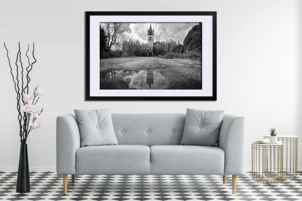 Fallen Gothic Queen Chateau Miranda Framed Fine Art Print By Obsidian Urbex Photography Above Sofa