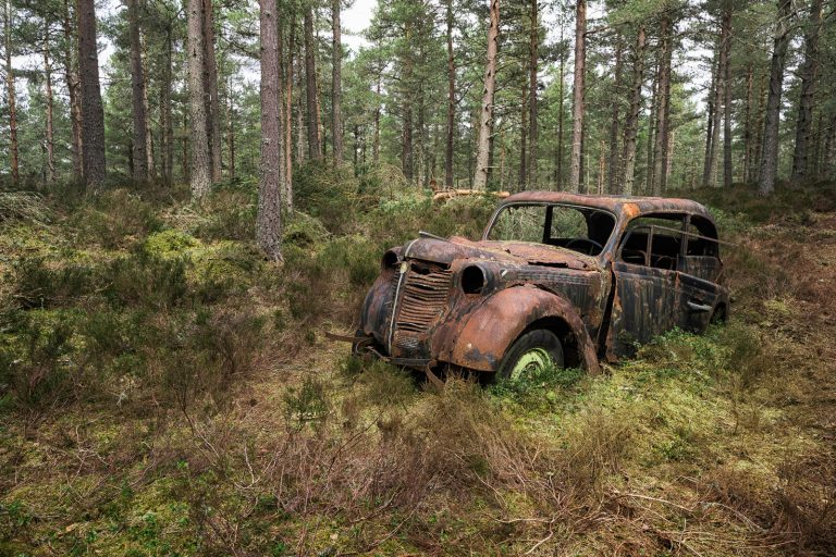 Abandoned Opel Olympia In The Woods Scotland Featured Image