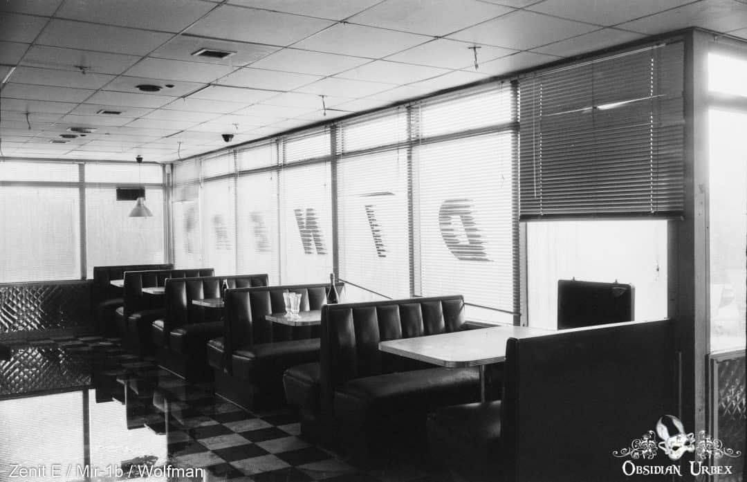 Wolfman 100 35mm film Review Photos Abandoned American Diner With Flooded Floor